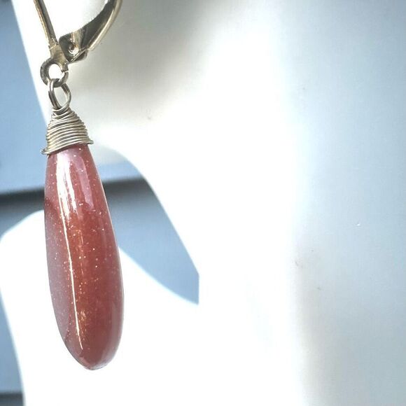 Orange teardrop earrings - Picture 6 of 6